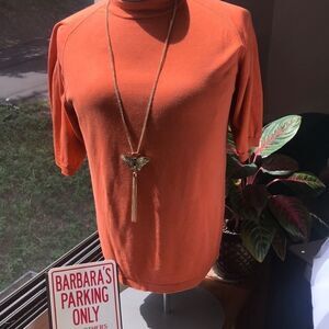 ANTHOLOGY ORANGE MOCK NECK TOP- SZ L